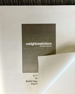 Weight Watchers Pocket Guide_Braille Only Version with a Printed Cover in black and white.